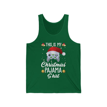 Funny This Is My Christmas Pajama Santa Hat Gamer Video Game Gaming Tank Tops