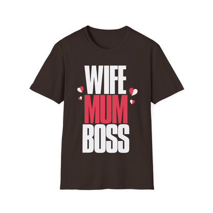 Womens Wife Mum Boss Mothers Day Mom Tshirt