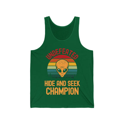 Alien Area 51 Hide and Seek Champion Fun Run Funny Tank Tops