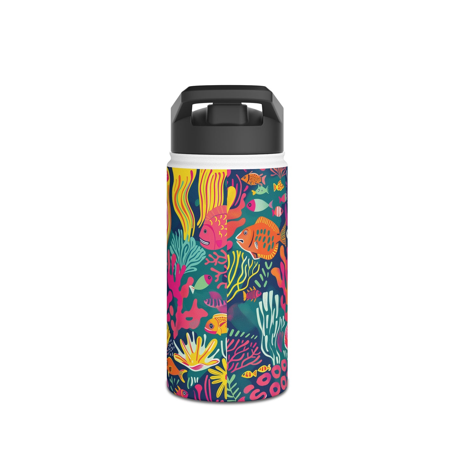 Underwater World Vibrant Pattern Stainless Steel Water Bottle with Twist-on Lid and Double-Wall Vacuum Insulation