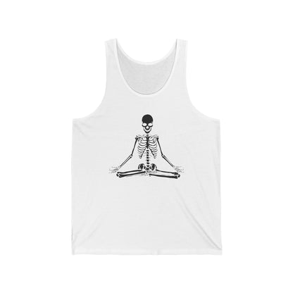 Meditating Skeleton Funny Freaky Yoga Zen Balance Halloween Costume Top for Men Women Tank top