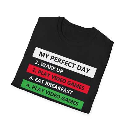 Funny My Perfect Day of Gamer Video Games Gaming T-Shirt Funny Kids Tee Top