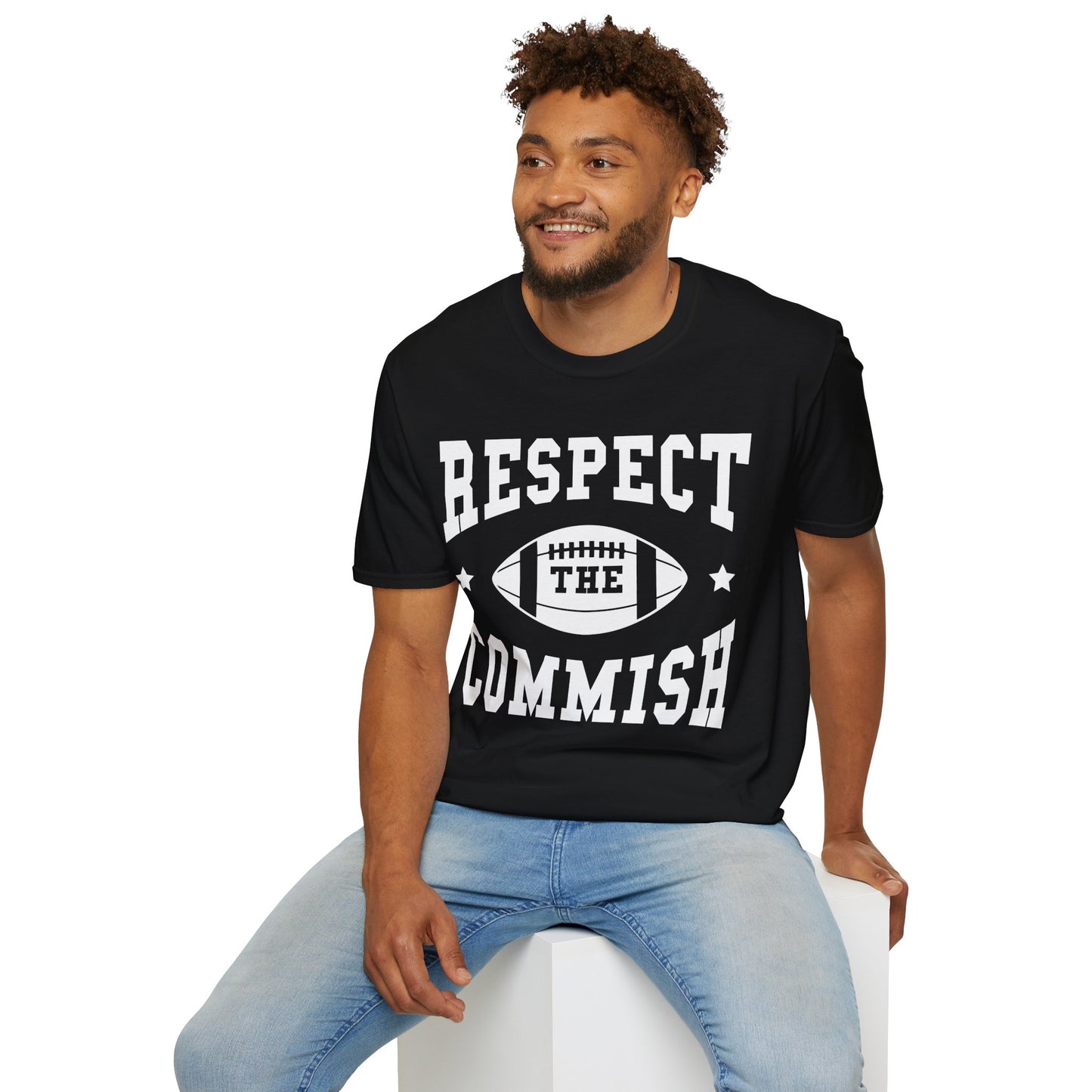 Funny Respect The Commish Fantasy Football Champ Top Best Ever Commish T-Shirt Men Women