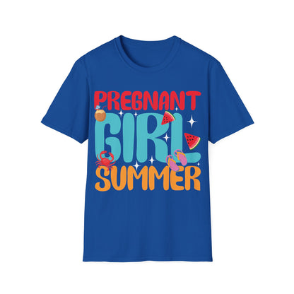 Groovy Pregnancy Reveal Pregnant Girl Summer T-Shirt For Baby Shower T-Shirt