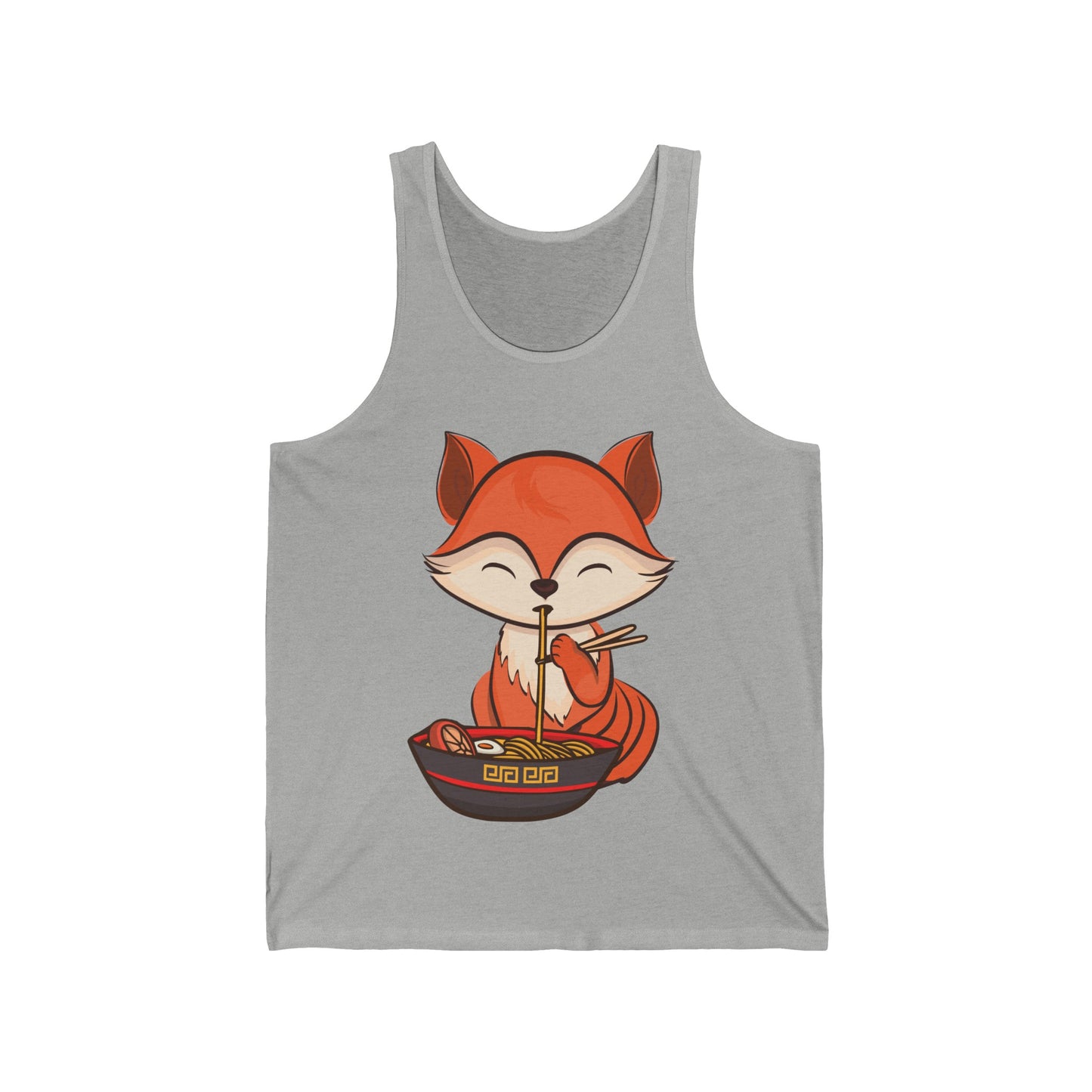 Fox Eating Ramen Kawaii Tee Japanese Cute Lovely Tank Top Men Women