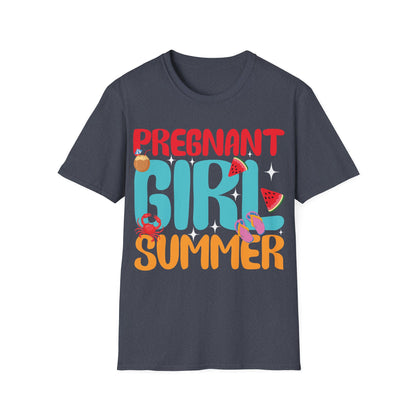 Groovy Pregnancy Reveal Pregnant Girl Summer T-Shirt For Baby Shower T-Shirt
