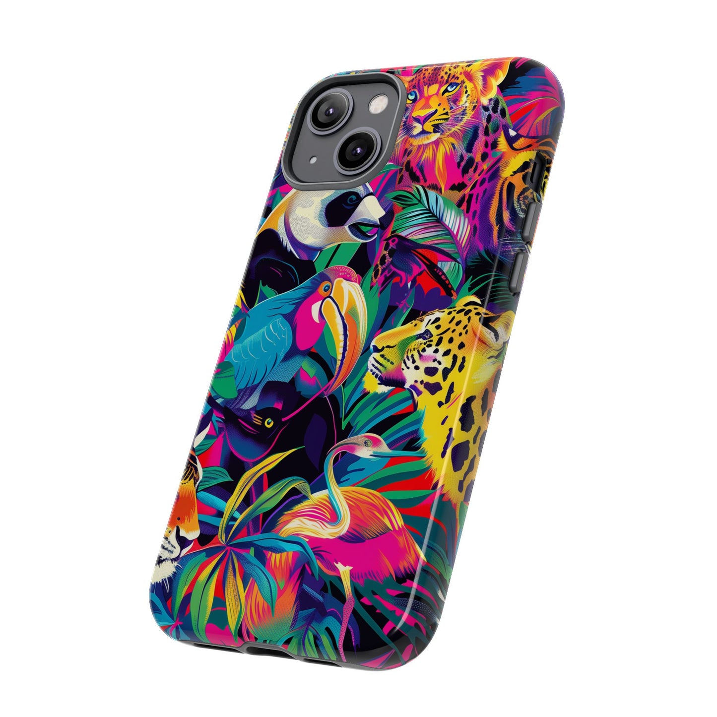 Animal Collage Pattern iPhone 13 14 15 16 Pro Max Plus Case Wireless Charging Compatible Tough Cases Protection, Magnetic Phone Case for iPhone Classic Series