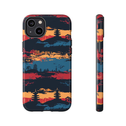 Samurai Sunset Pattern iPhone 13 14 15 16 Pro Max Plus Case Wireless Charging Compatible Tough Cases Protection, Magnetic Phone Case for iPhone Classic Series