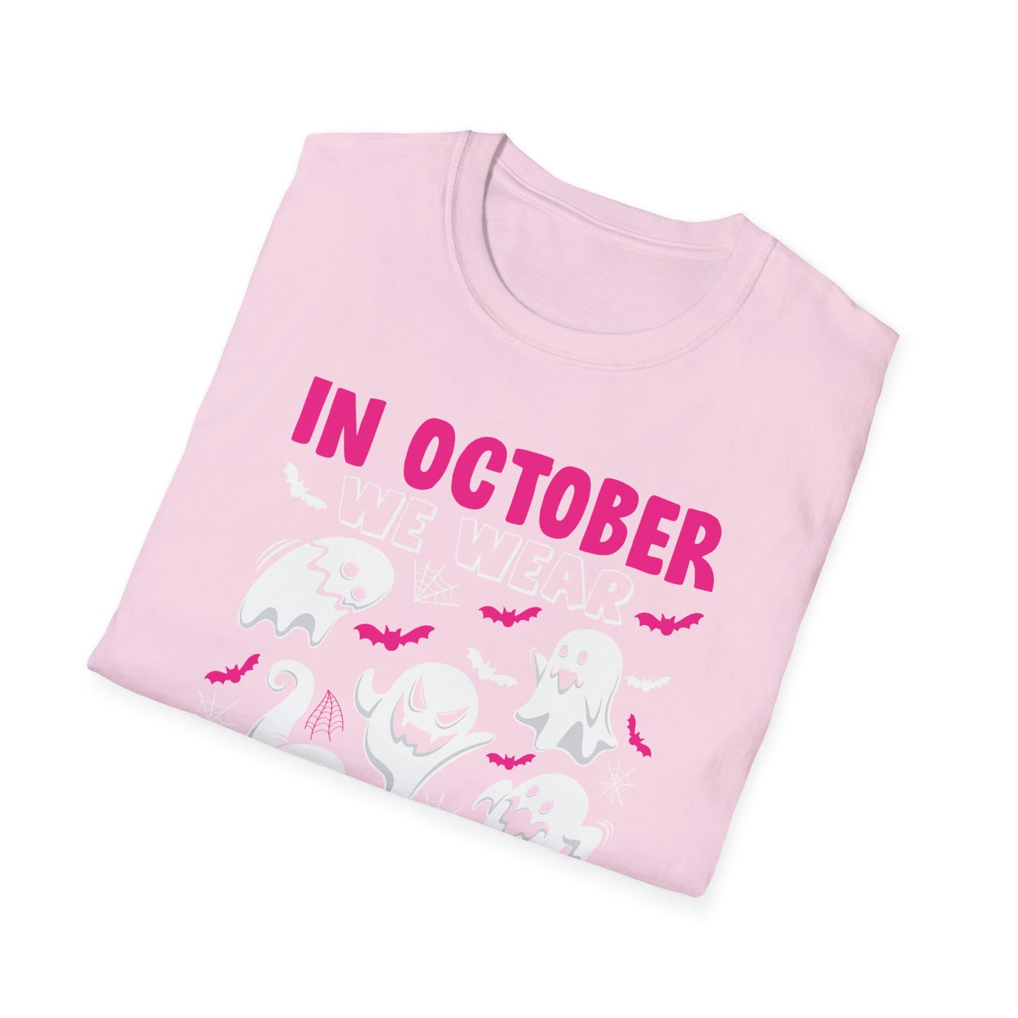 Groovy Wear Pink Breast Cancer Warrior Cute Ghost Halloween T-Shirt