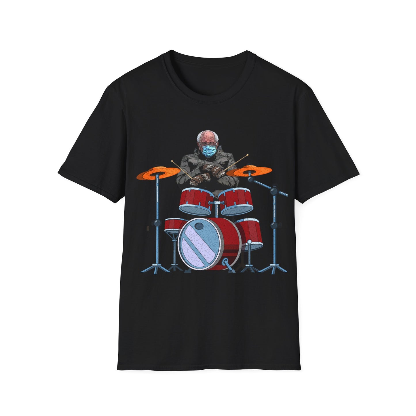 Bernie Sanders Drummer Inauguration Mittens Meme Sitting Drums T-Shirt