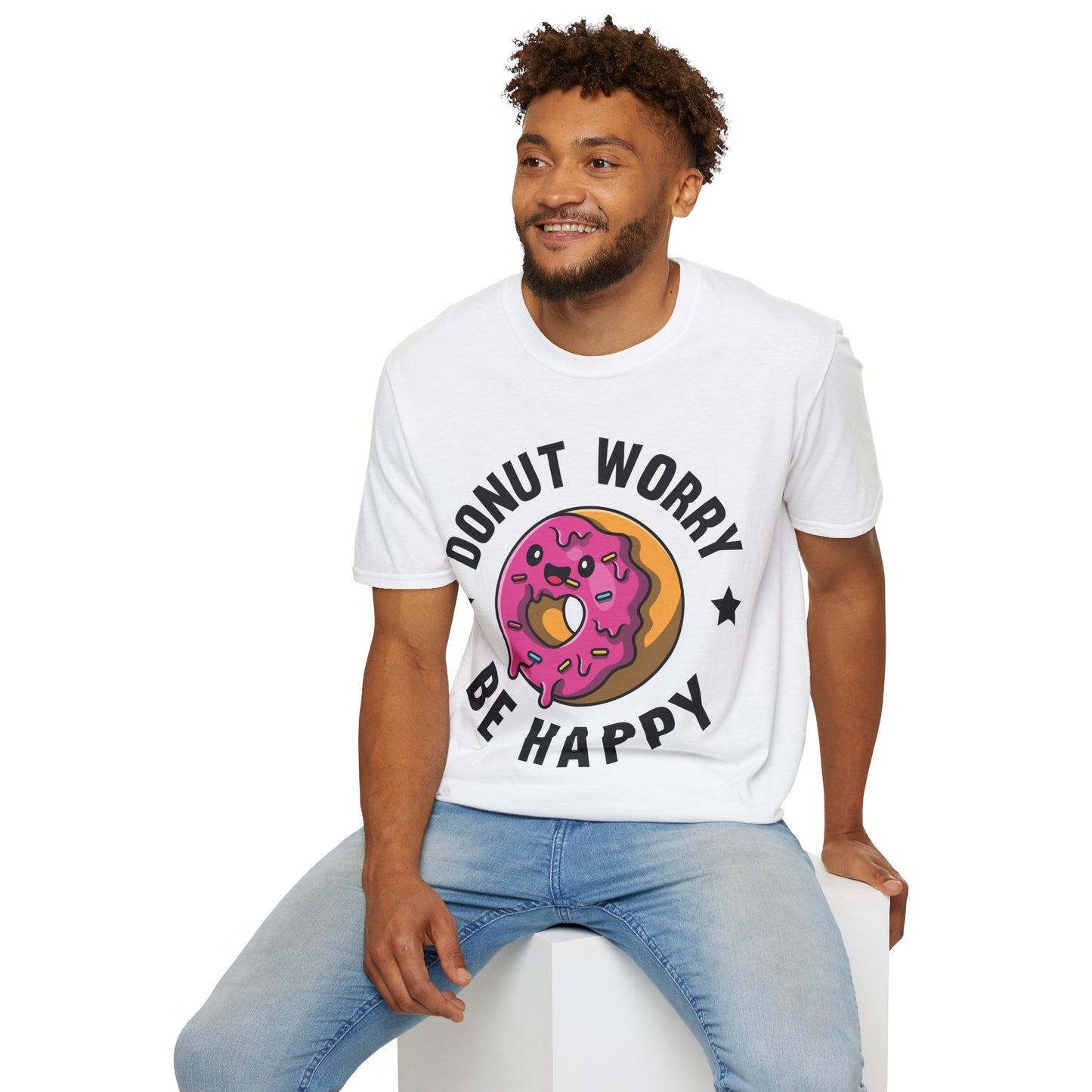 Funny Donut Worry Be Happy Foodie Donut Lovers T-Shirt For Men Women T-Shirt