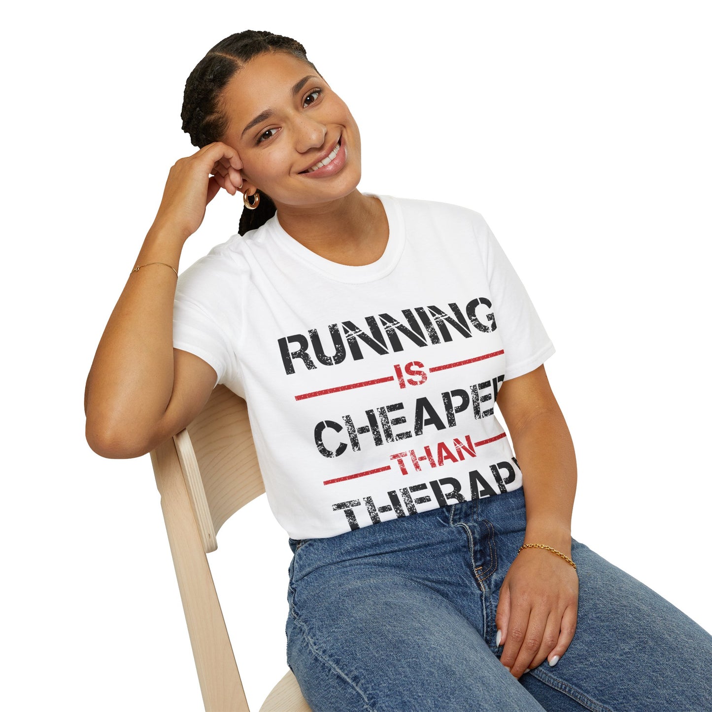 Funny Running Is Cheaper Than Therapy Exercise Gym T-Shirt