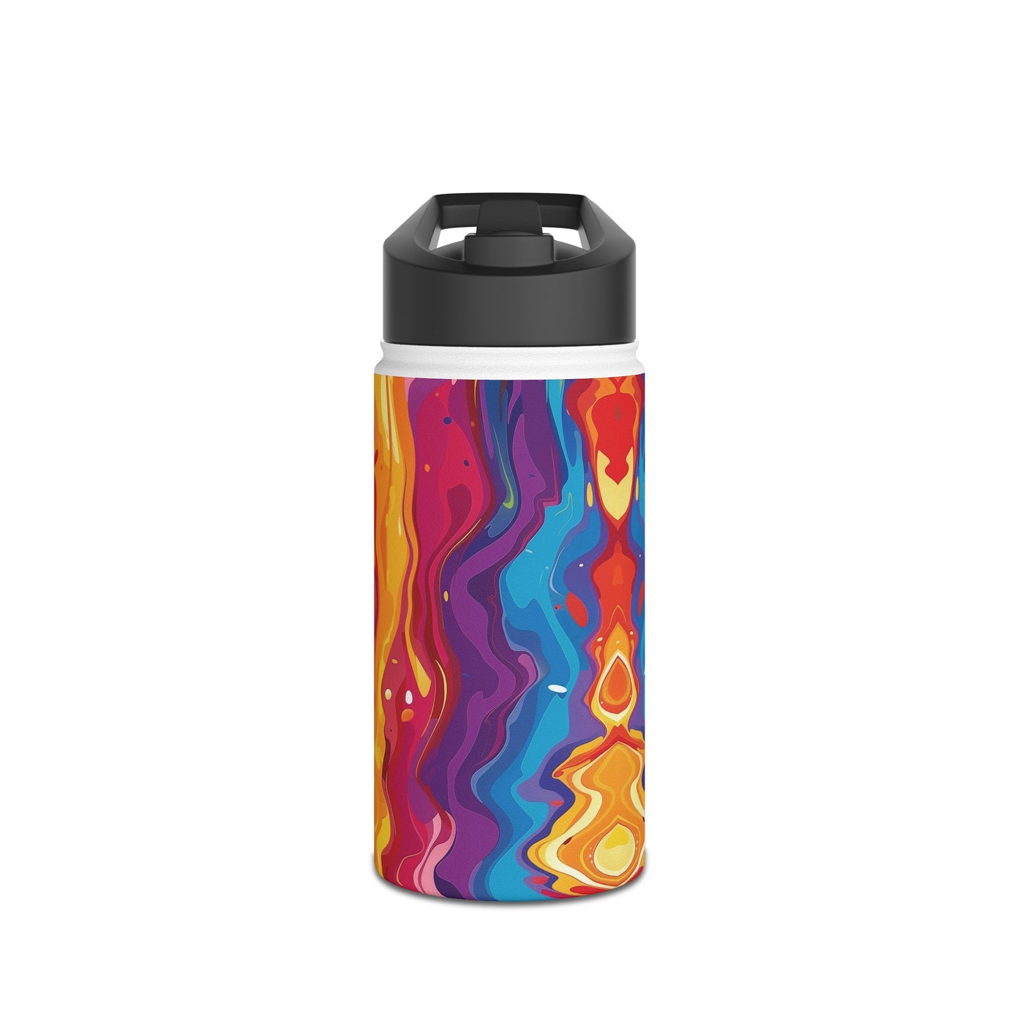 Rainbow Splash Vibrant Pattern Stainless Steel Water Bottle with Twist-on Lid and Double-Wall Vacuum Insulation