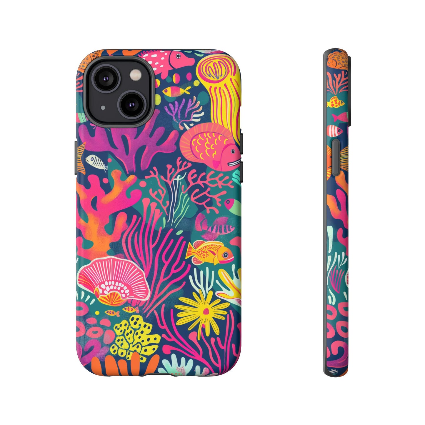 Underwater World Vibrant Pattern iPhone 13 14 15 16 Pro Max Plus Case Wireless Charging Compatible Tough Cases Protection, Magnetic Phone Case for iPhone Classic Series