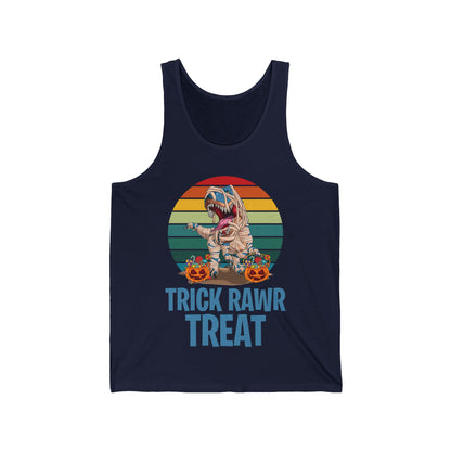 Funny Trick Rawr Treat Halloween Costume Pumpkin Dinosaur Candy T-Rex Lovers Tank Top Men Women