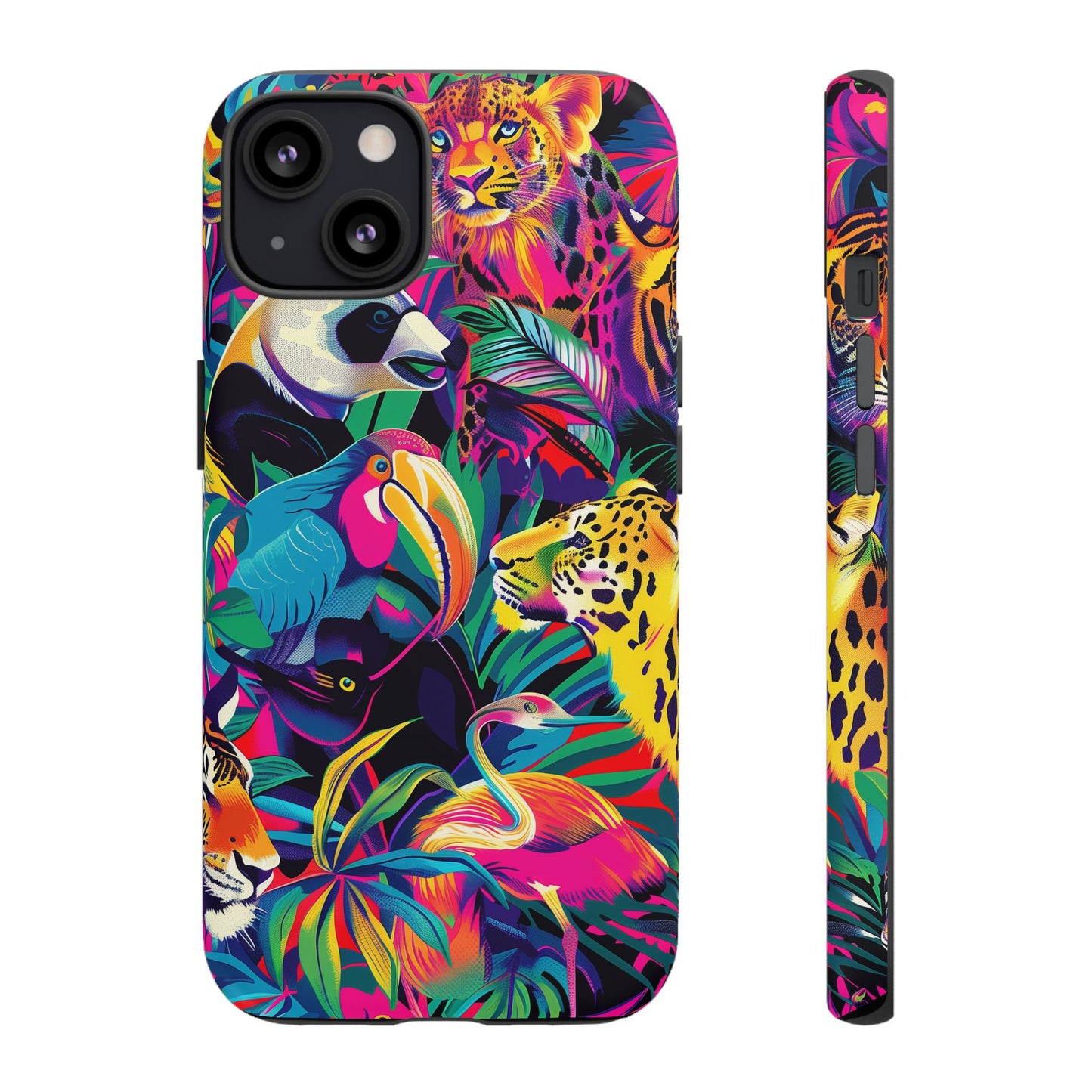 Animal Collage Pattern iPhone 13 14 15 16 Pro Max Plus Case Wireless Charging Compatible Tough Cases Protection, Magnetic Phone Case for iPhone Classic Series