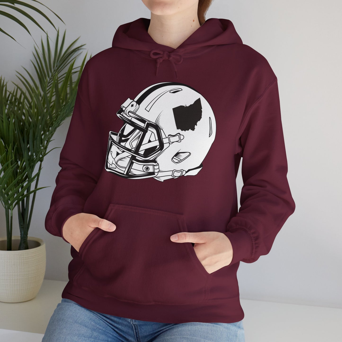 Vintage Football Helmet Hoody State of Ohio American Football Distressed Hoodie Men Women