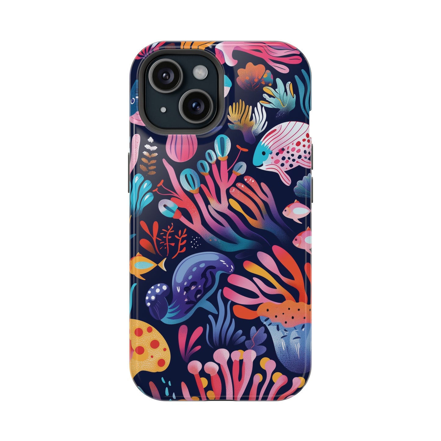 Underwater World Pattern iPhone 13 14 15 Pro Max Plus Case Compatible with MagSafe Tough Cases Protection, Magnetic Phone Case for iPhone  Classic Series