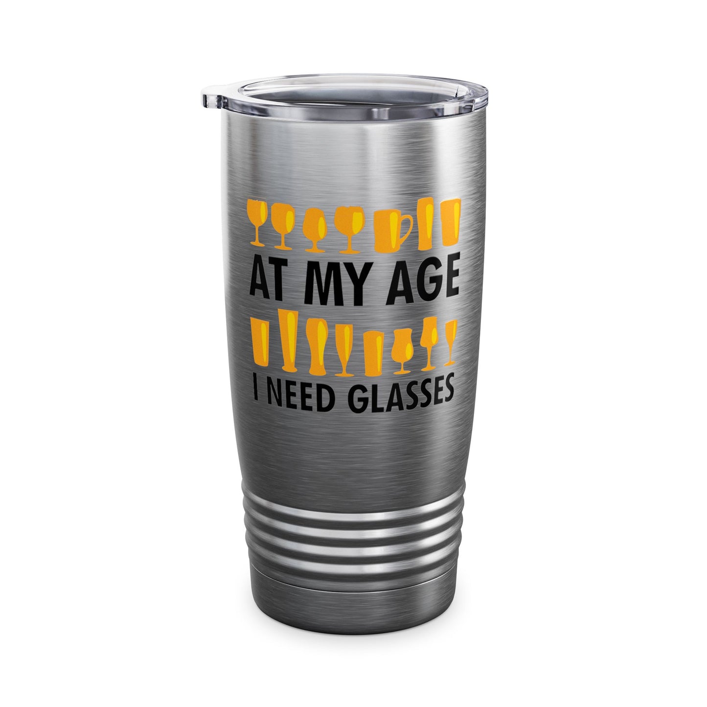 Funny Beer Wine Drinking Shirt At My Age I Need Glasses Tumbler Men Women