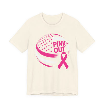 Volley Ball Pink Ribbon Breast Cancer Awearness USA Flag T-Shirt For Men Women