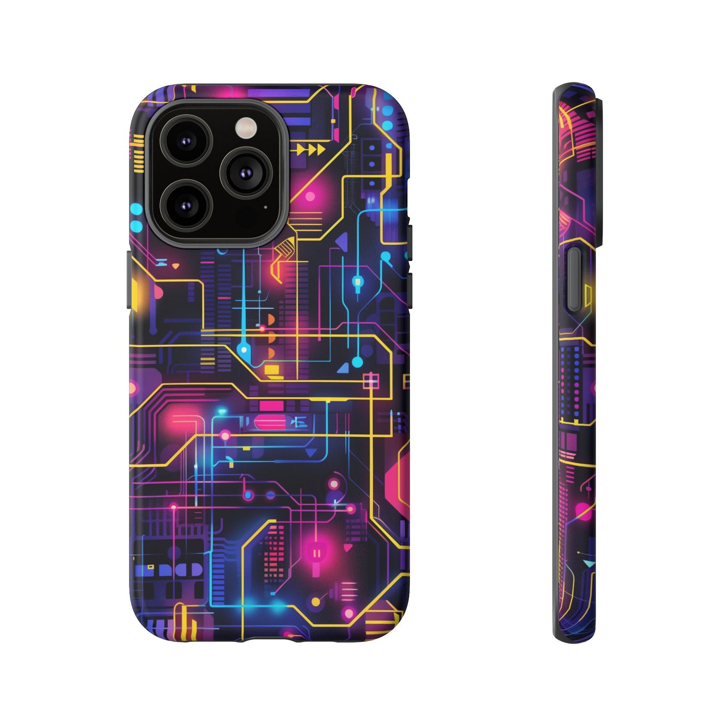 Cyberpunk Neon Vibrant Pattern iPhone 13 14 15 16 Pro Max Plus Case Wireless Charging Compatible Tough Cases Protection, Magnetic Phone Case for iPhone Classic Series