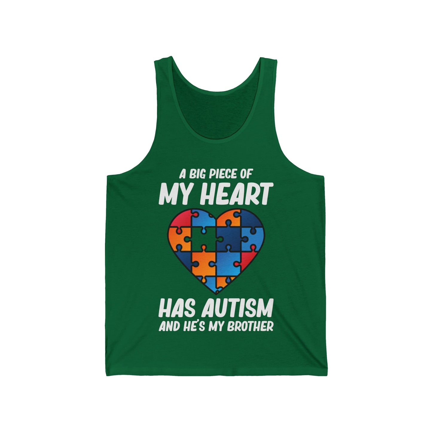 Big Peice Of My Heart Autism Awareness Sister Brother Autistic Kids Awareness Tank Top