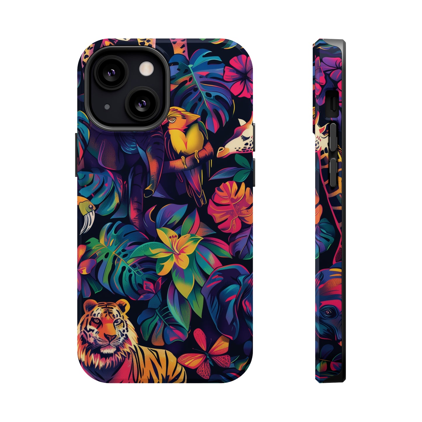 Animal Collage Vibrant Pattern iPhone 13 14 15 Pro Max Plus Case Compatible with MagSafe Tough Cases Protection, Magnetic Phone Case for iPhone  Classic Series