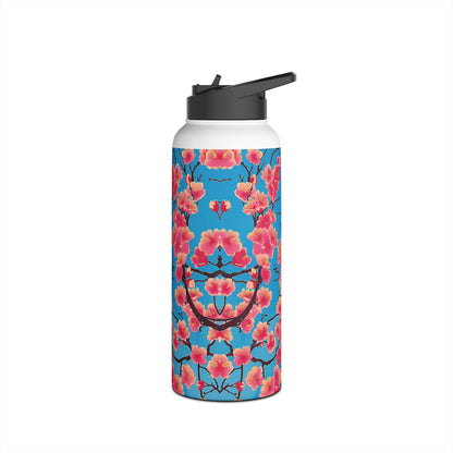 Sakura Blossoms Vibrant Pattern Stainless Steel Water Bottle with Twist-on Lid and Double-Wall Vacuum Insulation