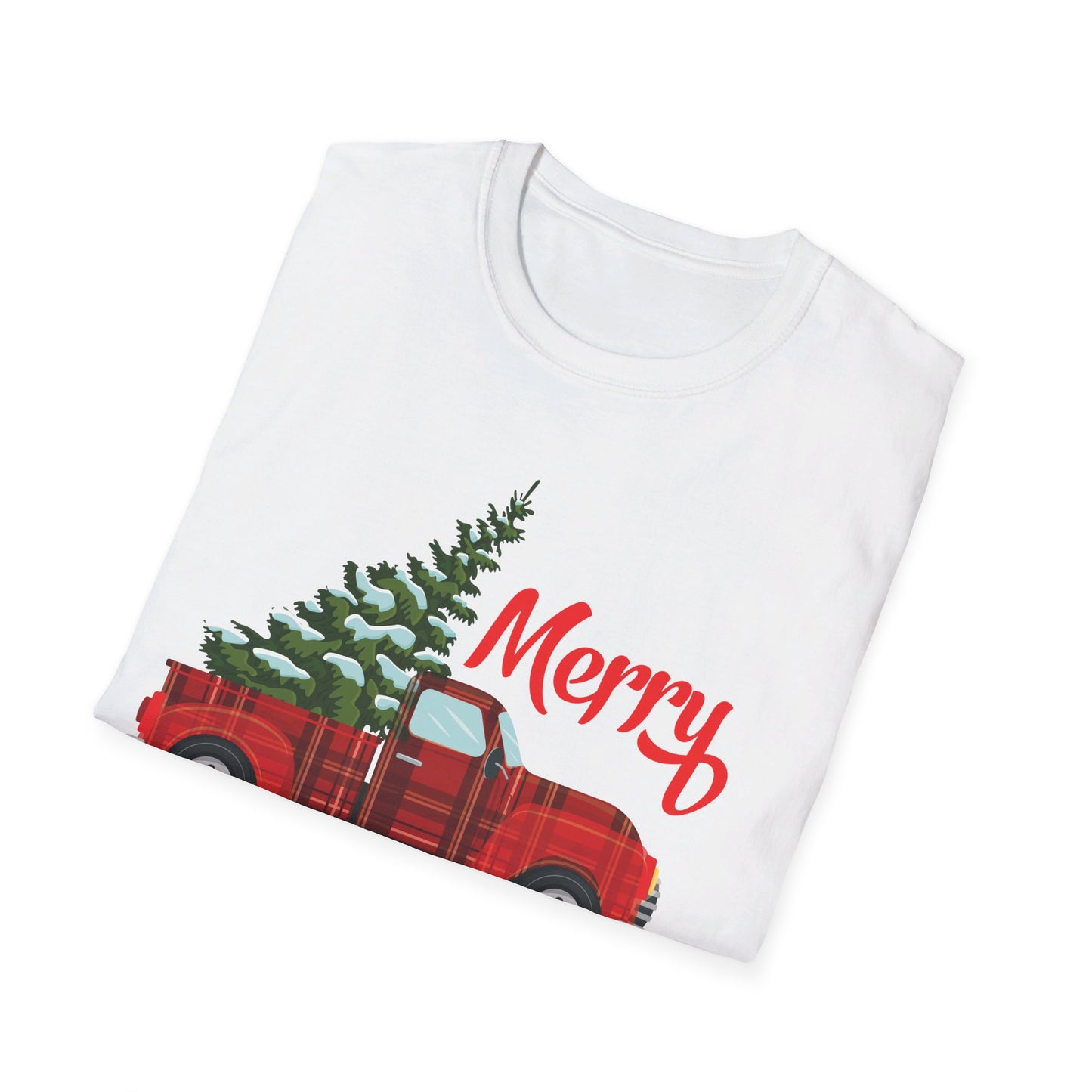 Merry Christmas Buffalo Plaid Red Truck Tree Xmas T-Shirt Men Women