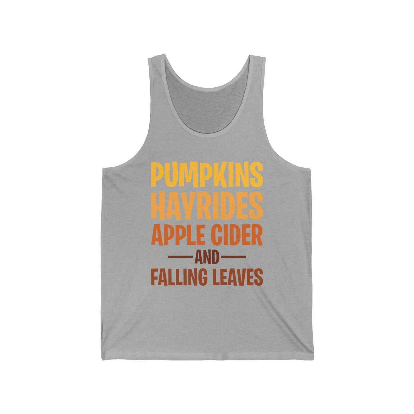 Pumpkins Hayrides Apple Cider & Falling Leaves Halloween Tank Top Men Women