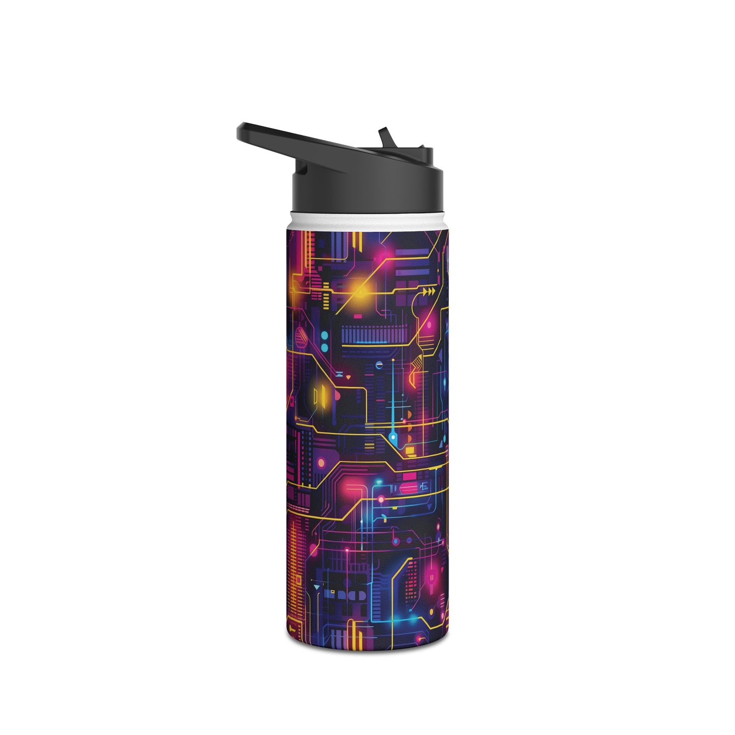 Cyberpunk Neon Vibran Pattern Stainless Steel Water Bottle with Twist-on Lid and Double-Wall Vacuum Insulation