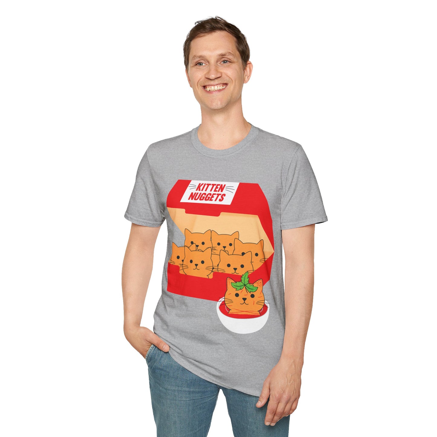 Funny Kitten Nuggets Food Pun Cat Lover Gift Chicken Nuggets T-Shirt For Men Women T-Shirt