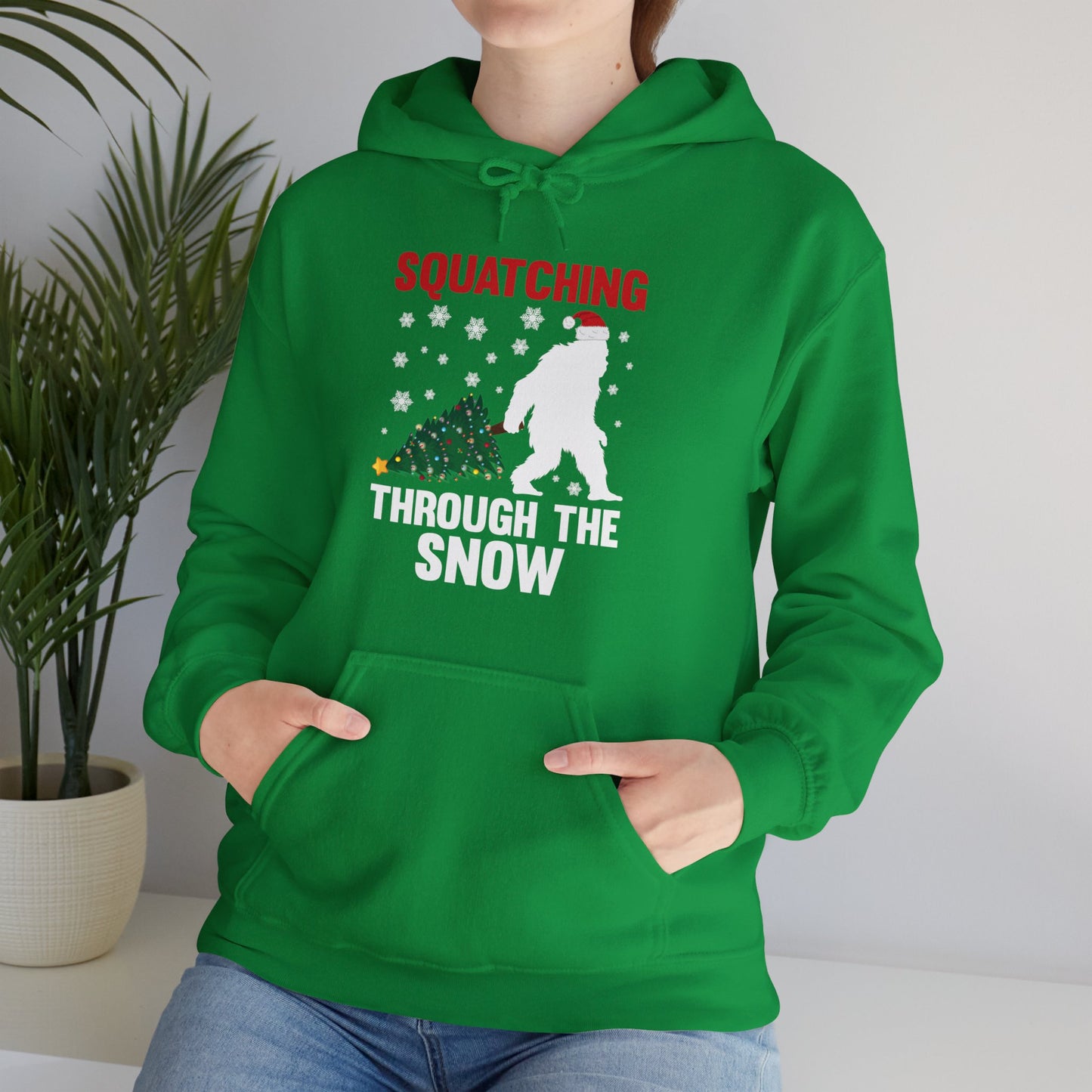 Squatching Through The Snow Funny Bigfoot Christmas Sasquatch Hoodie