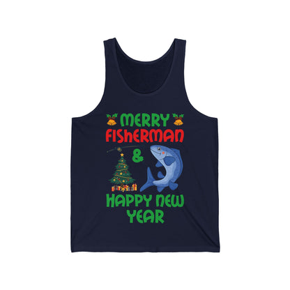 Funny Bass Fishing Merry Fishmas And Happy New Year Christmas Xmas Tank Top