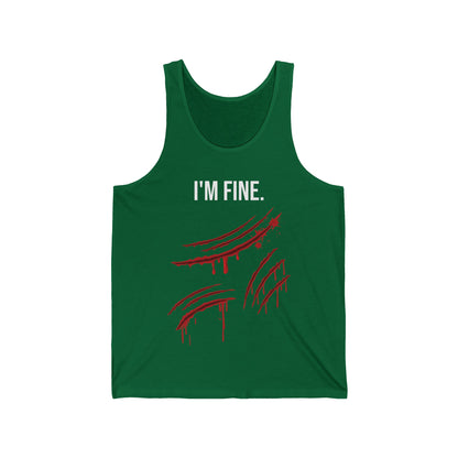 Tiger Claws I'm Fine Bloody Zombie Scary Halloween Costume  Tank Top Men Women