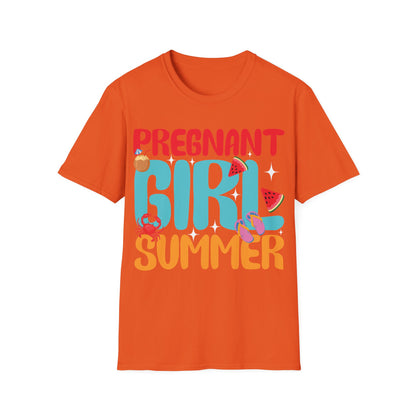 Groovy Pregnancy Reveal Pregnant Girl Summer T-Shirt For Baby Shower T-Shirt