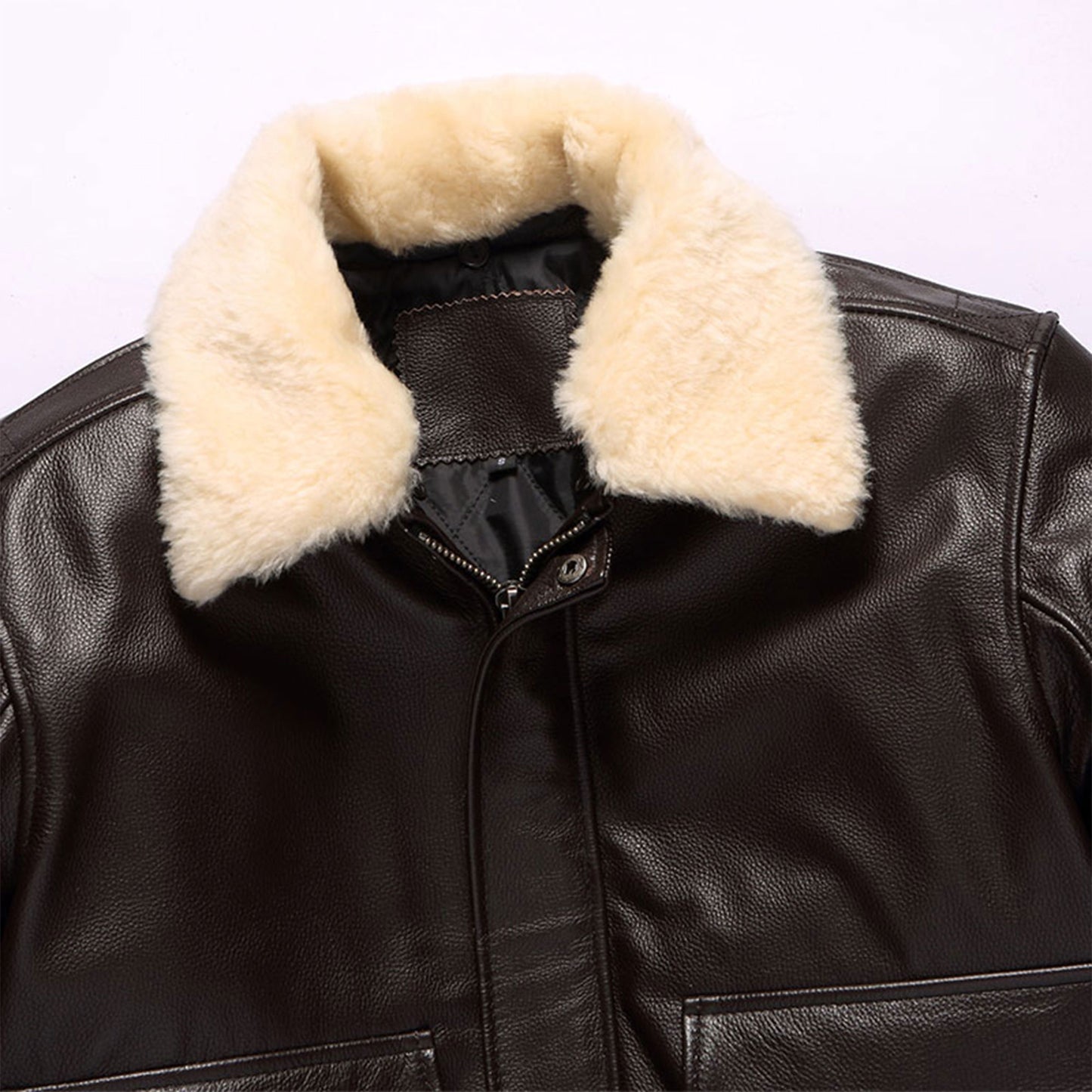 Thick Pure Top Layer Cowhide Genuine Leather Jacket Mens Air Force Pilot Leather Jacket Cotton Coat