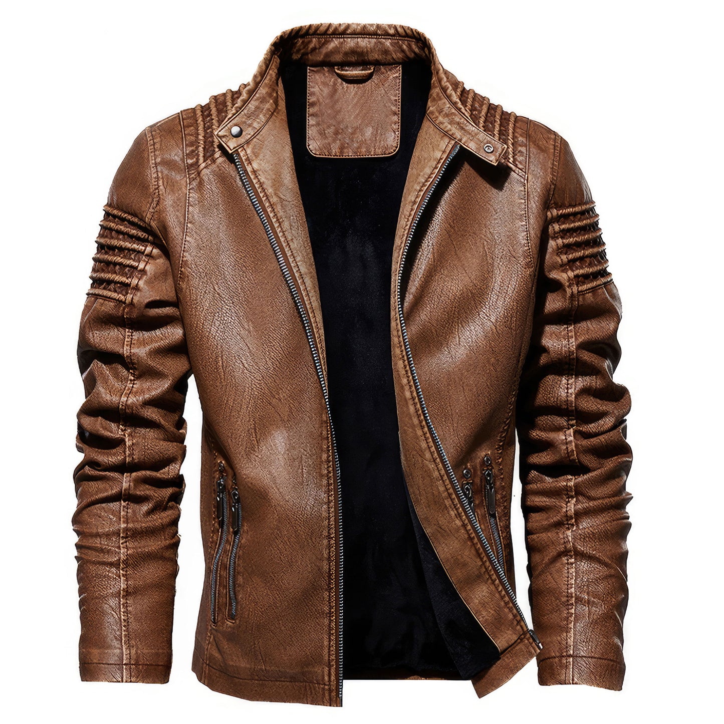 Men's Leather Jacket Motorcycle Biker Leather Coats Male Outerwear Fashion Warm Thicken Wool Liner Genuine Leather Jackets