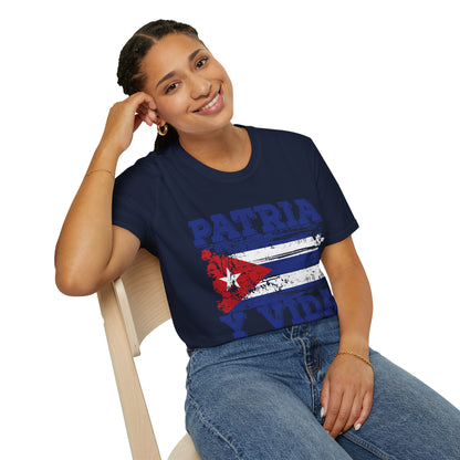 Cuba Patria y Vida Flag Distressed Vintage Cuban Flag T-Shirt For Men Women