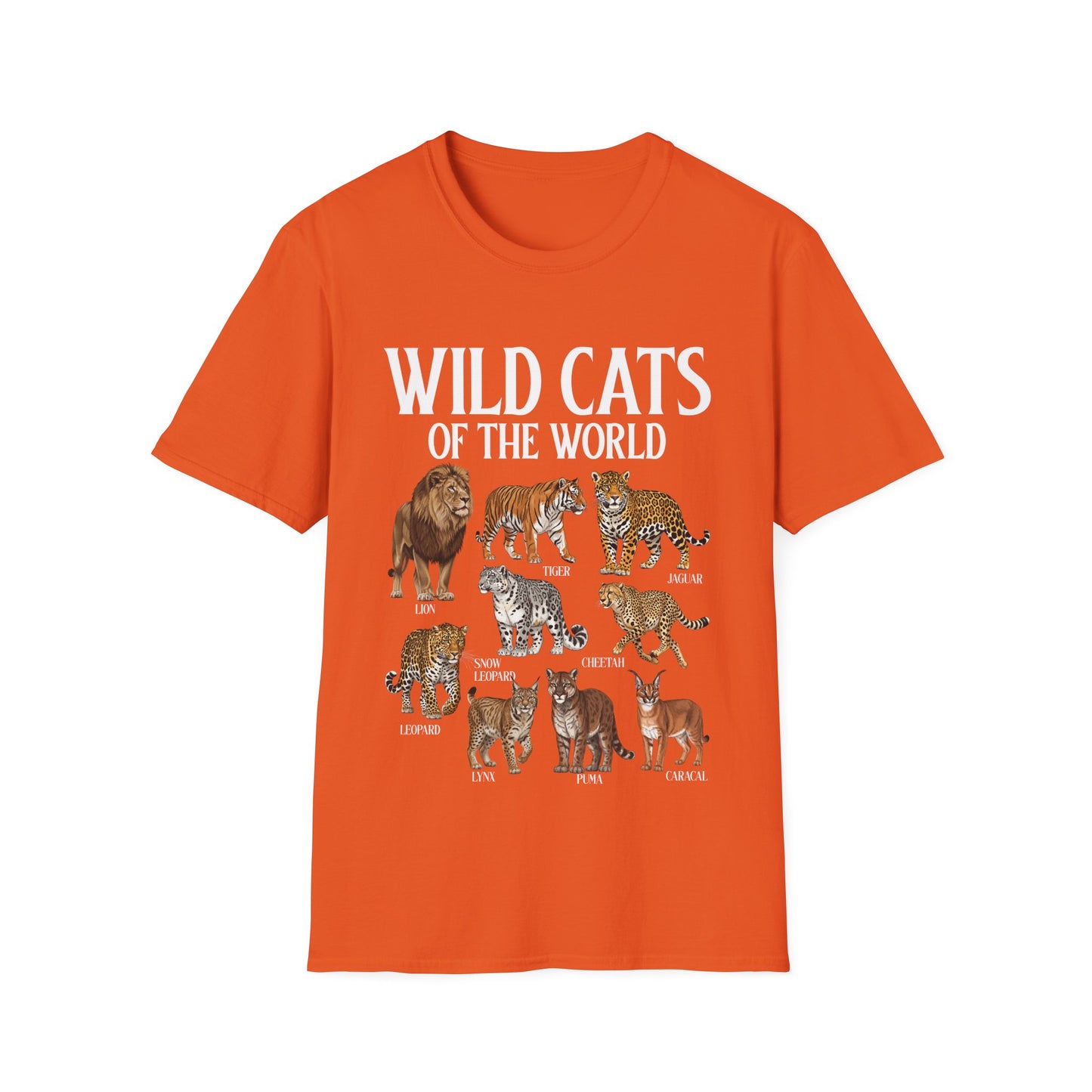 Wild Cats Animals of The World Educational Wild Animal Lover T-Shirt