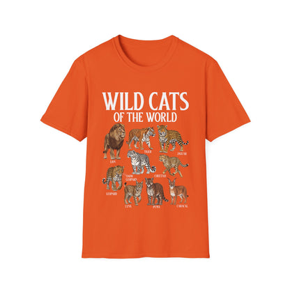 Wild Cats Animals of The World Educational Wild Animal Lover T-Shirt