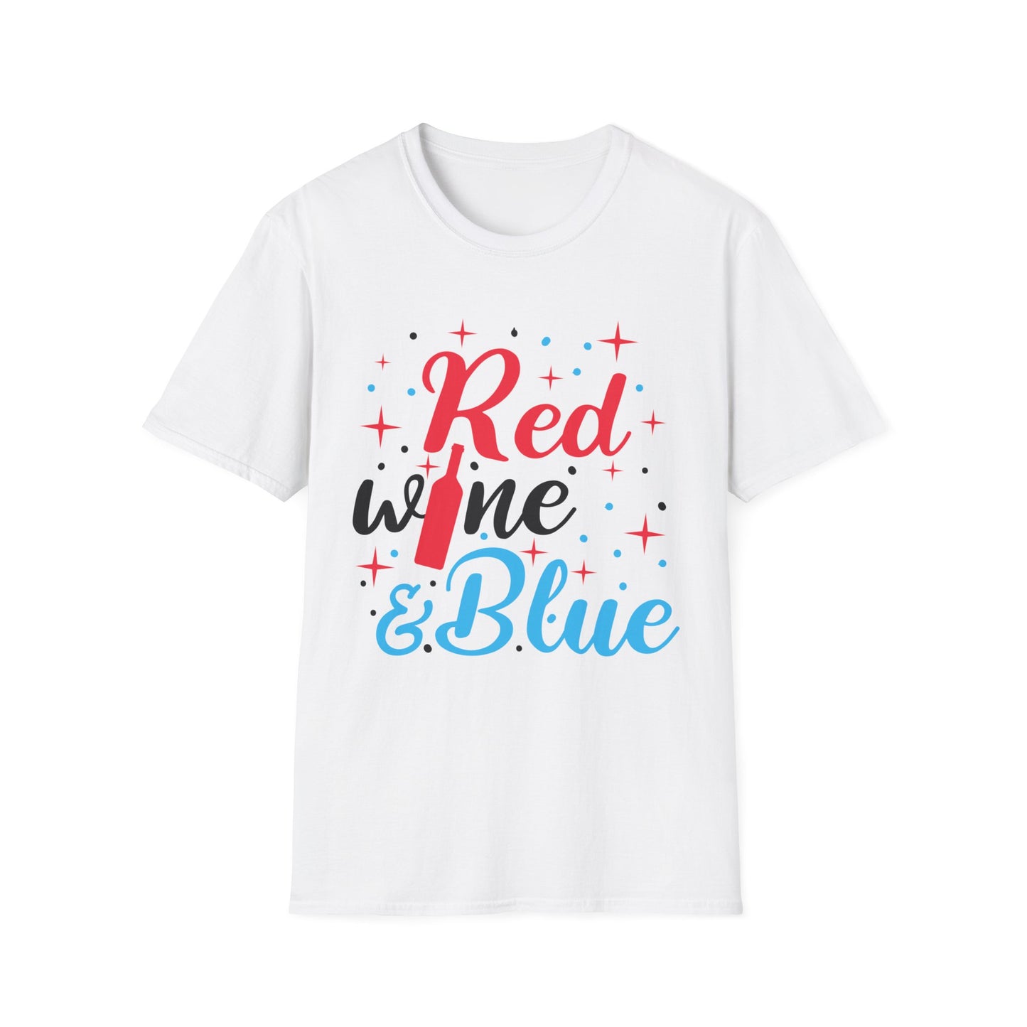 Funny Red White and Blue Wine T-Shirt 4th of July Drinking T-Shirt For Women