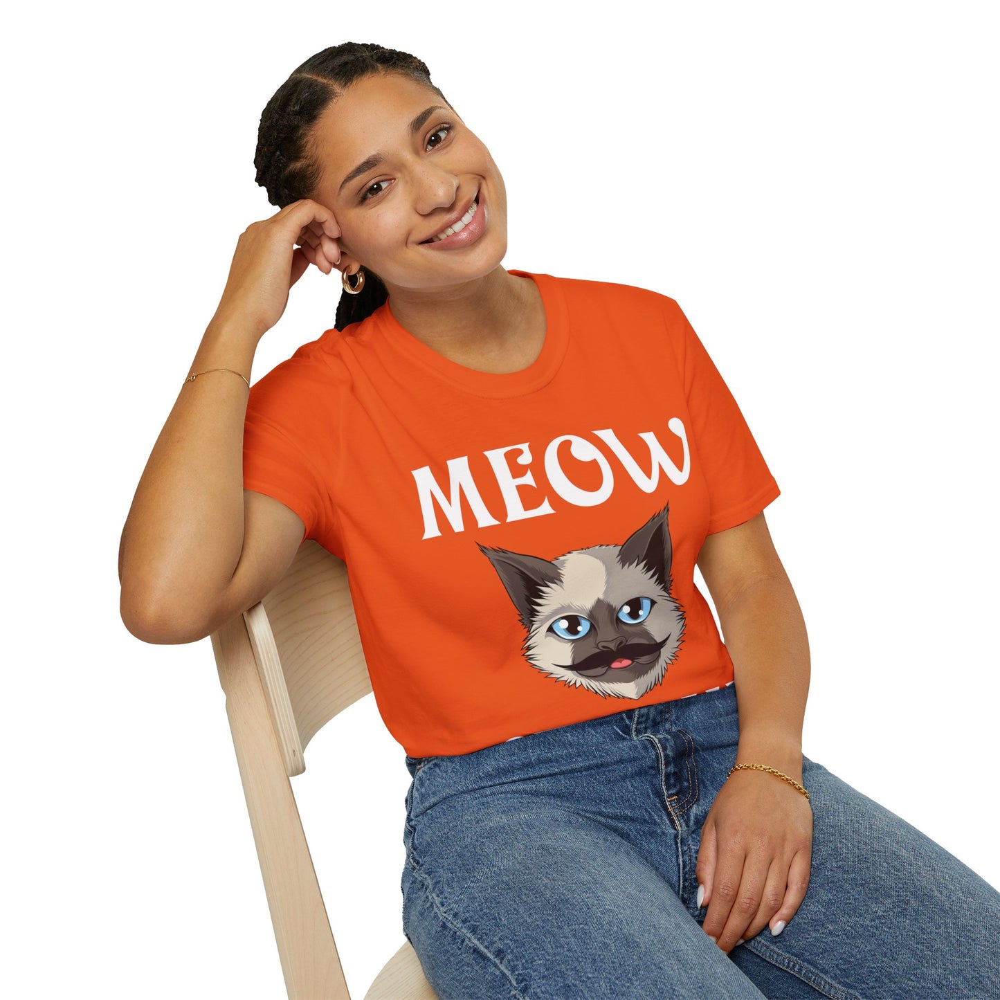 Meowstache Cat Mustache Moustache Beard Bearded Kitten Lovers T-Shirt For Men Women T-Shirt