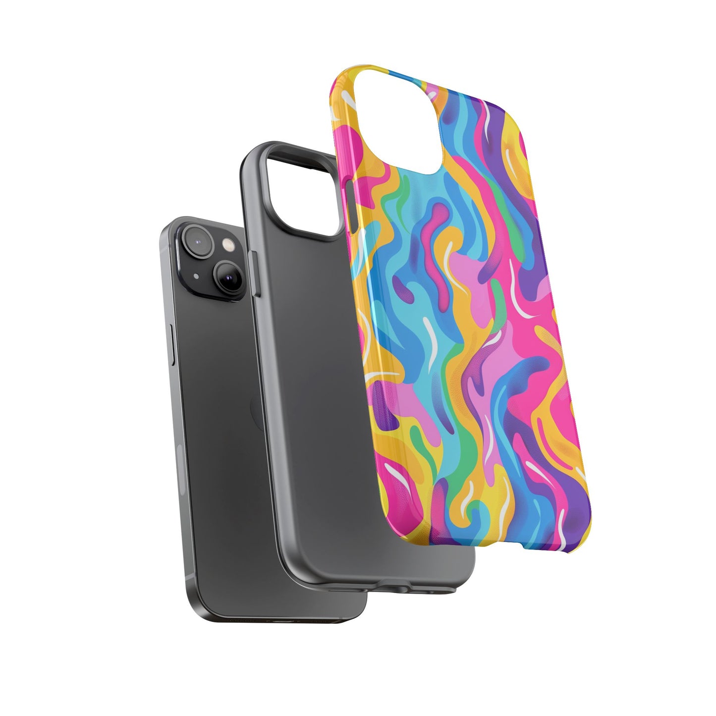 Rainbow Splash Pattern iPhone iPhone 13 14 15 16 Pro Max Plus Case Wireless Charging Compatible Tough Cases Protection, Magnetic Phone Case for iPhone Classic Series