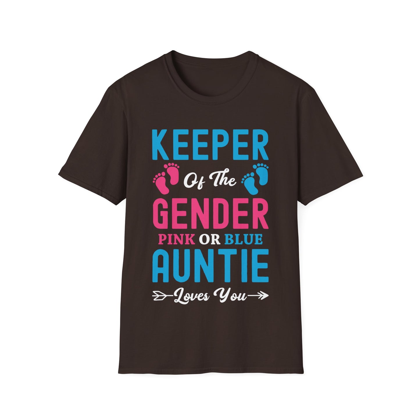 Womens Keeper Of The Gender Pink or Blue Auntie Loves You T-Shirt