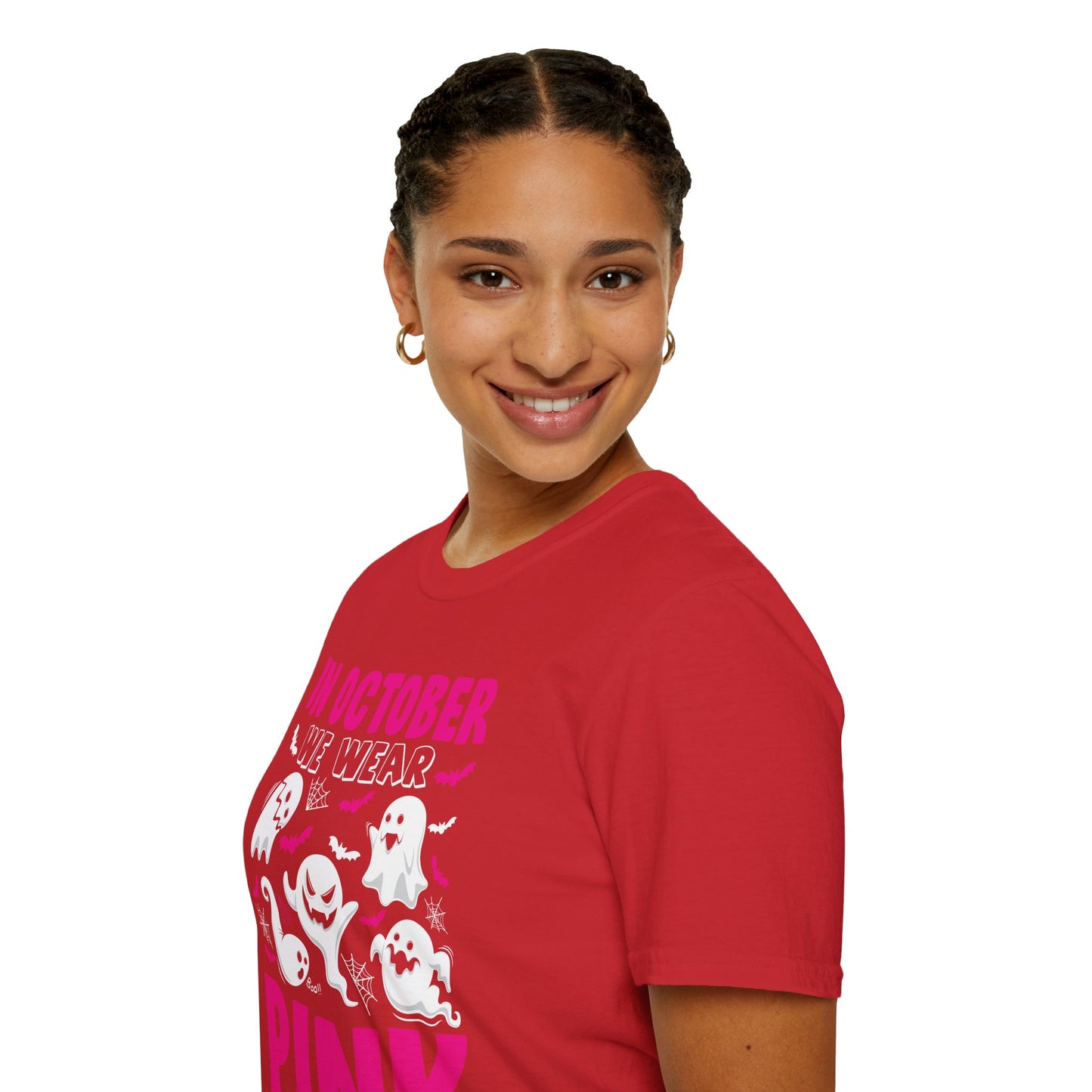 Groovy Wear Pink Breast Cancer Warrior Cute Ghost Halloween T-Shirt