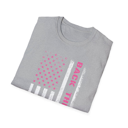 Back The Pink USA Flag Pink Breast Cancer Awareness October Tshirt