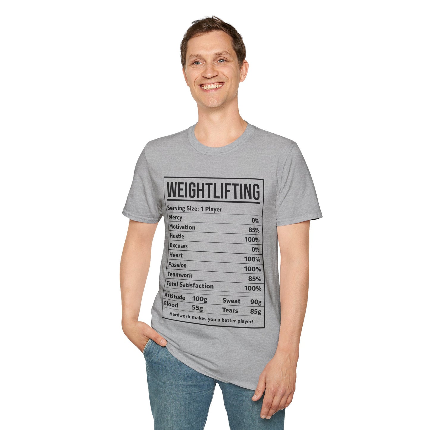 Funny Weightlifting Nutrition Facts Bodybuilding T-Shirt Men Women