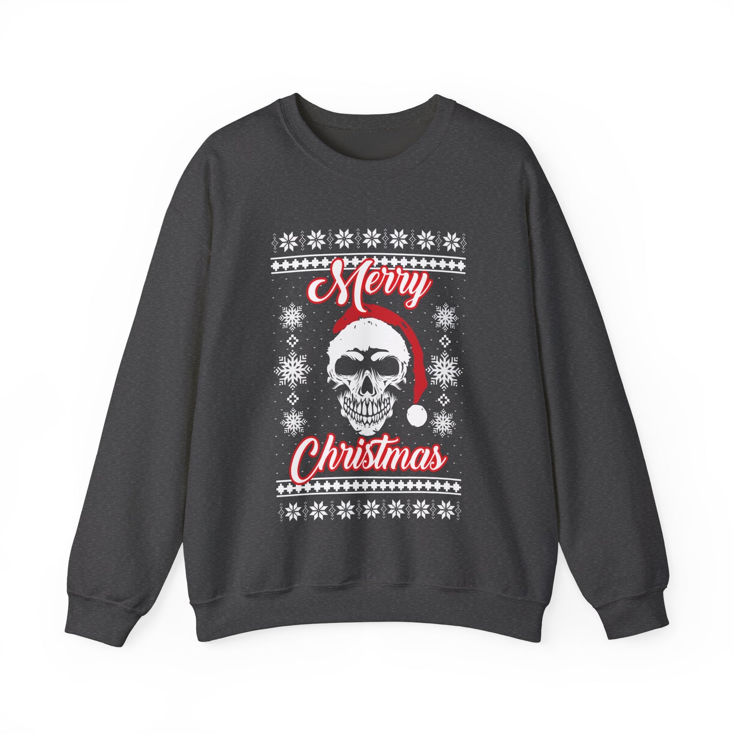 Merry Christmas Ugly Skull Holiday Xmas Jumper Crewneck Sweatshirt Sweater