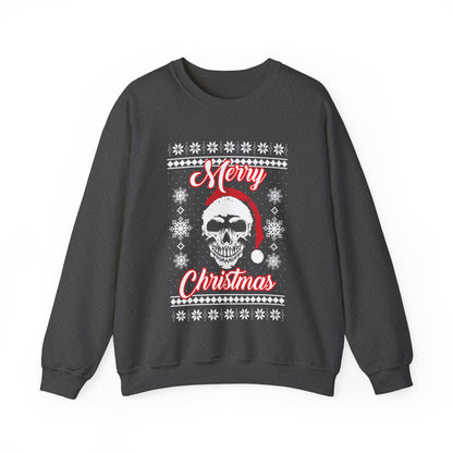 Merry Christmas Ugly Skull Holiday Xmas Jumper Crewneck Sweatshirt Sweater